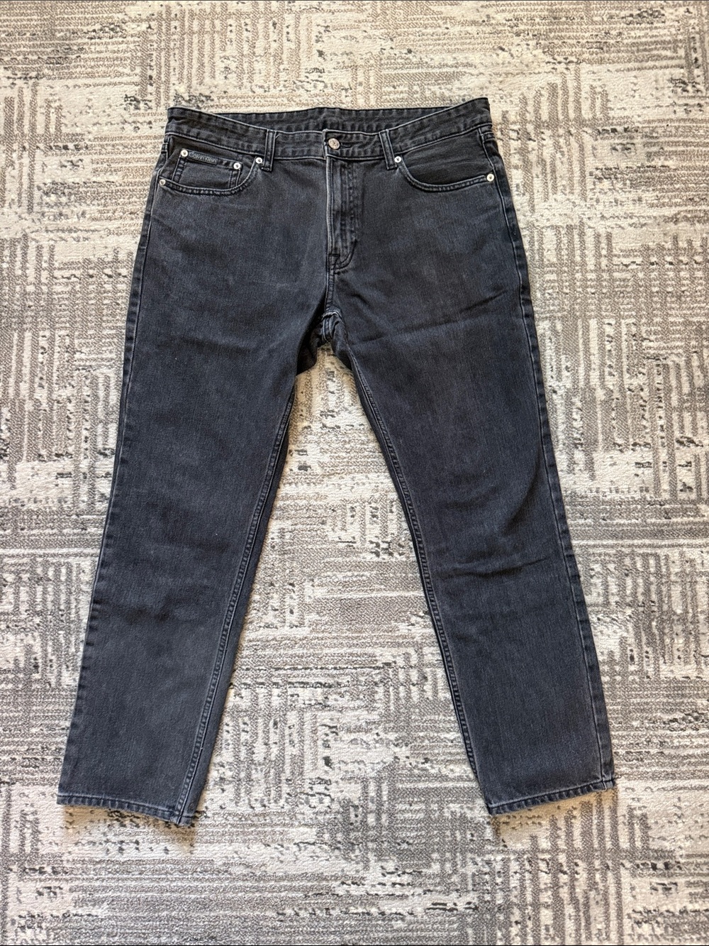 Calvin Klein Men's Washed Black Straight Jeans